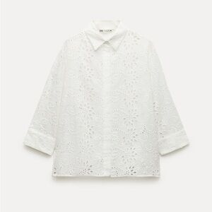 Zara White Eyelet Blouse